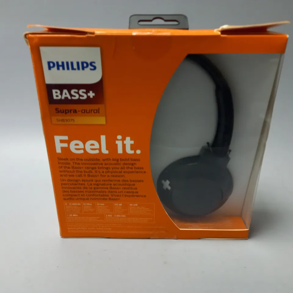 BOXED PHILIPS BASS+ SUPRA-AURAL SHB3075 HEADPHONES