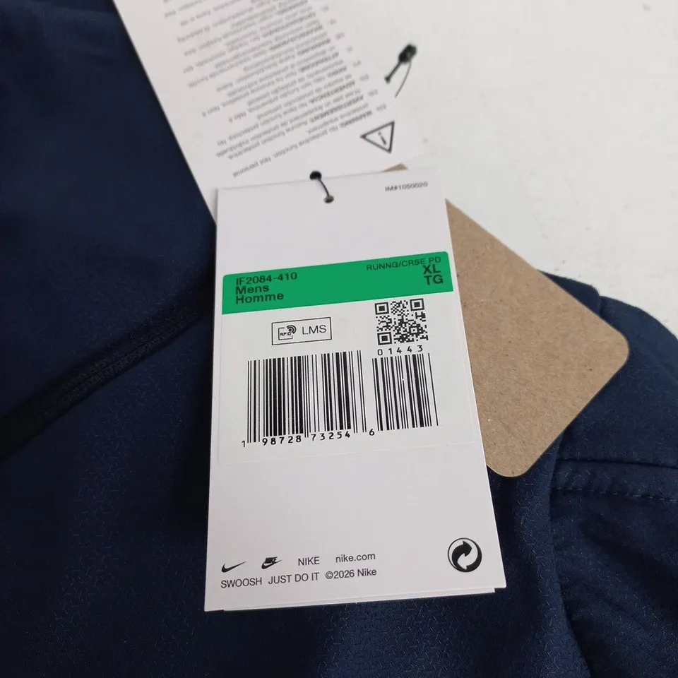 NIKE MEN'S RUNNING TOP – NAVY, XL (LONG-SLEEVE, ZIP NECK)