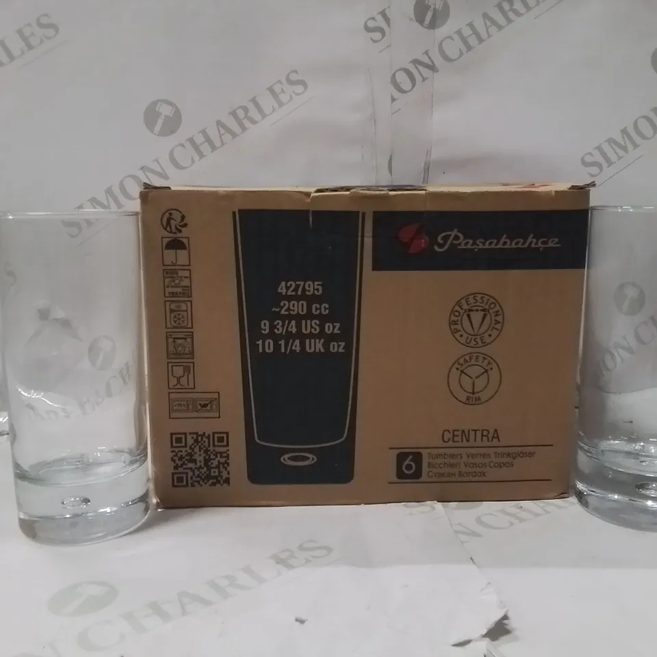 Boxed set of 6 Pasabahce Centra Tall Hiball Glasses