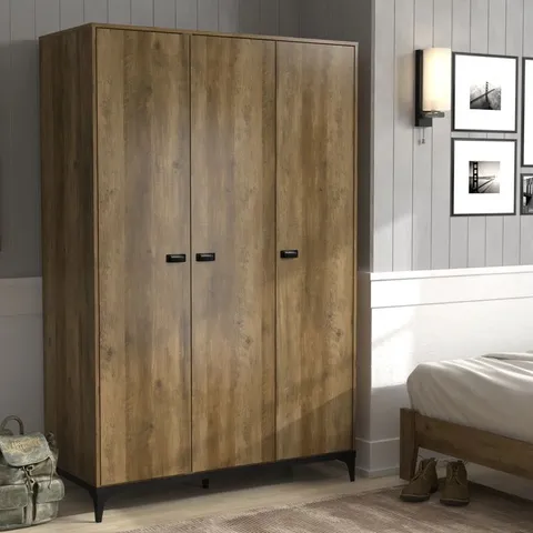 BOXED LAWRENCE 3 DOOR WARDROBE - DUSTY GREY OAK (2 BOXES)