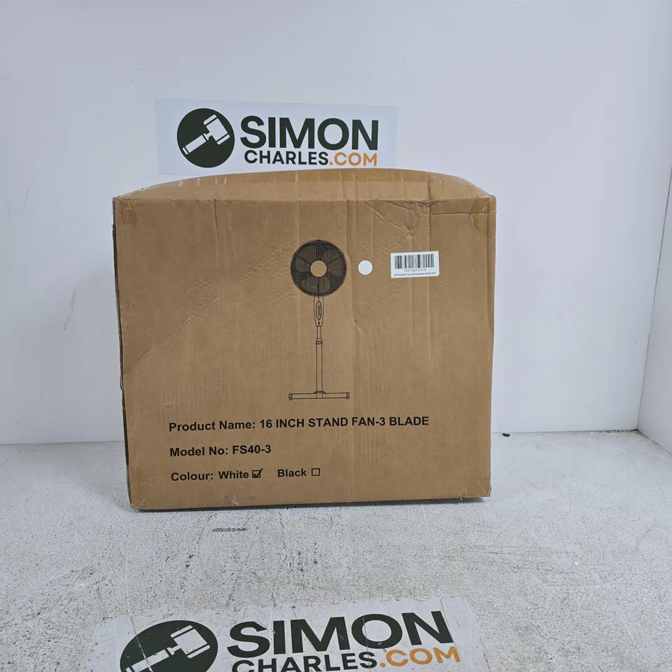 16" STAND FAN-3 BLADE WHITE FS40-3 BOXED