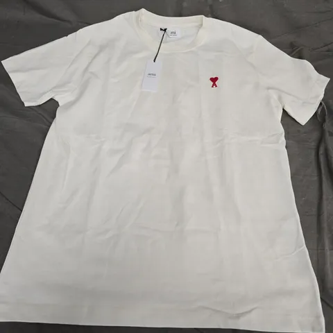 AMI DE COEUR T-SHIRT WHITE, ORGANIC COTTON JERSEY, SIZE L