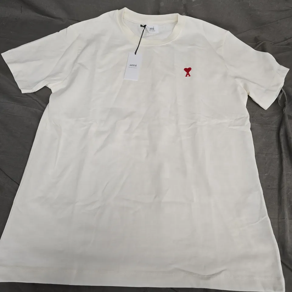 AMI DE COEUR T-SHIRT WHITE, ORGANIC COTTON JERSEY, SIZE L