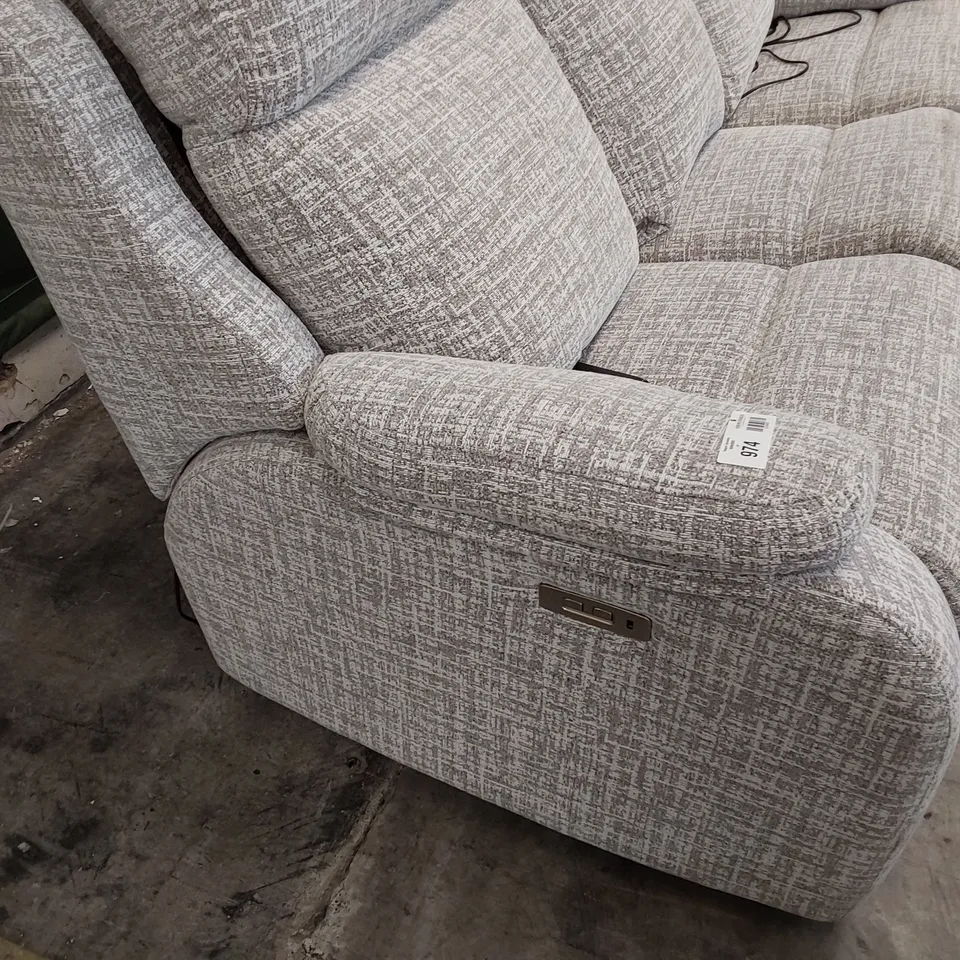 QUALITY BRITISH DESIGNER G PLAN KINGSBURY POWER RECLINING THREE SEATER SOFA SHORE SLATE FABRIC 