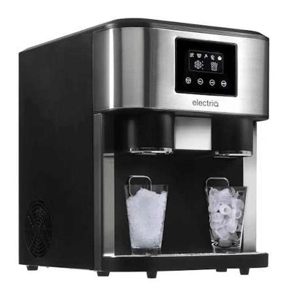 BOXED ELECTRIQ COUNTERTOP ICE MAKER WITH ICE CRUSHER AND WATER DISPENSER IN STAINLESS STEEL/BLACK COMPARE SKU: EIQICECM QUICKFIND CODE: 1492340