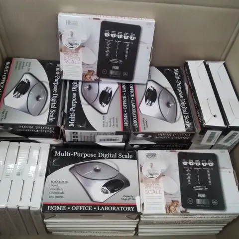 BOX CONTAINING A LARGE QUANTITY OF BRAND NEW DIGITAL KITCHEN SCALES 