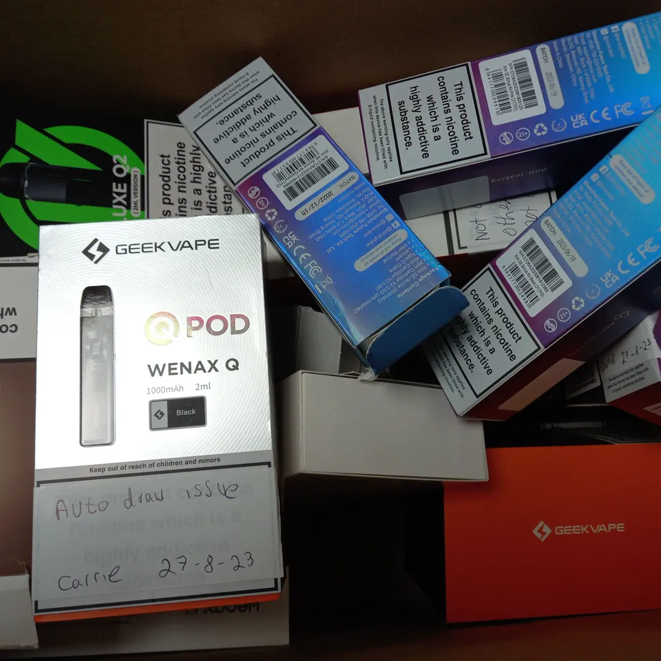 BOX OF APPROXIMATELY 20 ASSORTED E-CIGARETTES