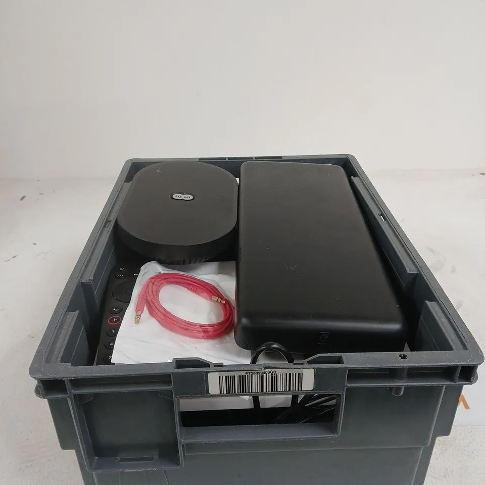 TOTE OF APPROXIMATELY 15 ASSORTED HOUSEHOLD ITEMS TO INCLUDE TV BOX PRO, SKY BOX, EE ROUTER, REMOTE CONTROL ETC