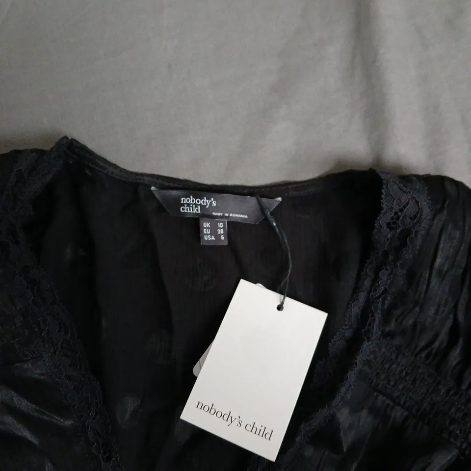 NOBODY'S CHILD BLACK LACE DRESS, UK 10 (EU 38, US 6)