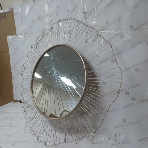 BOXED KELLY HOPPEN METAL WALL FARMED MIRROR - COLLECTION ONLY 