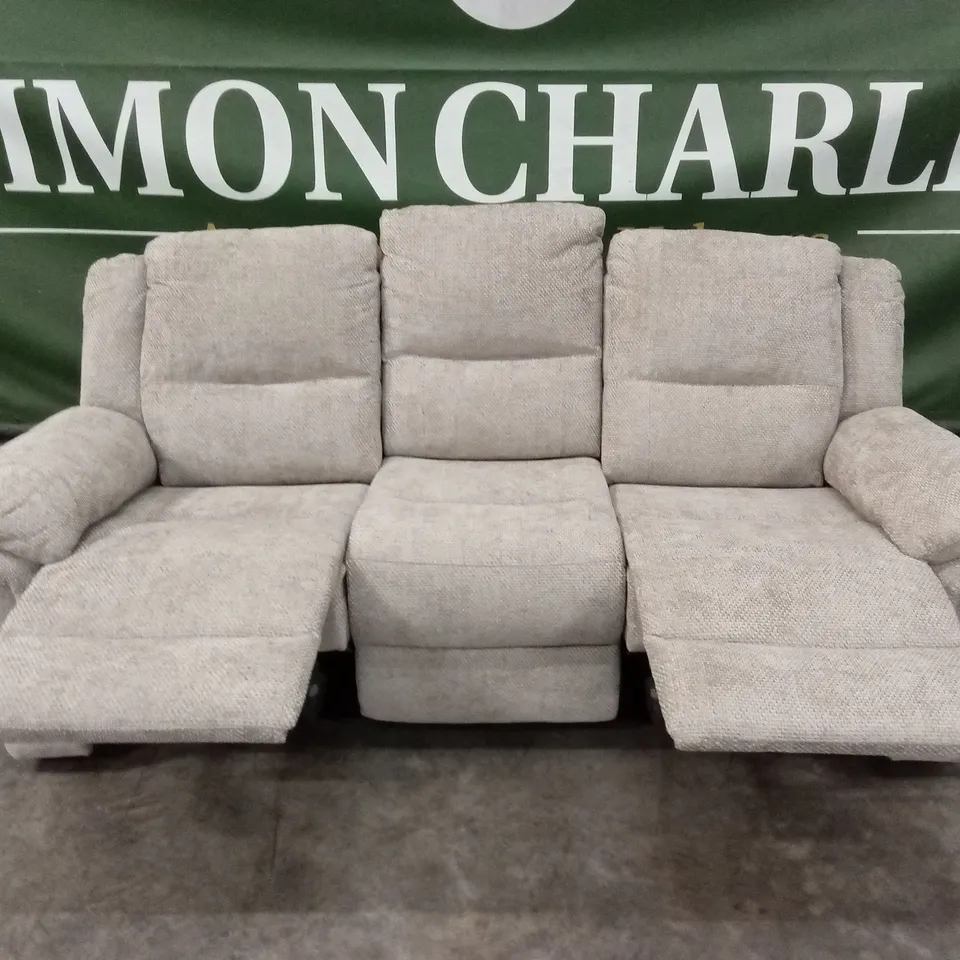 ALBION CHUNKY WEAVE 3 SEATER HIGH BACK MANUAL RECLINER SOFA - NATURAL RRP £679