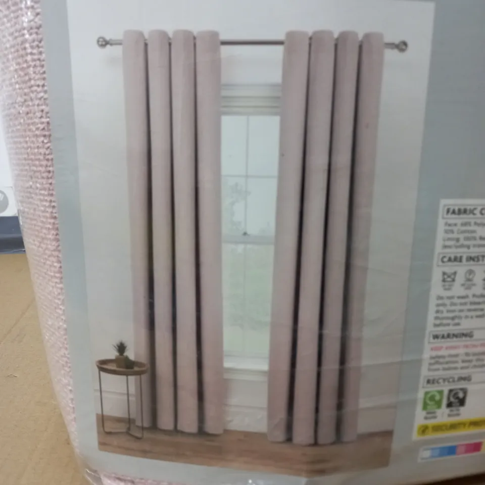 BOUCLE WEAVE CURTAINS IN PINK - 228 X 228CM