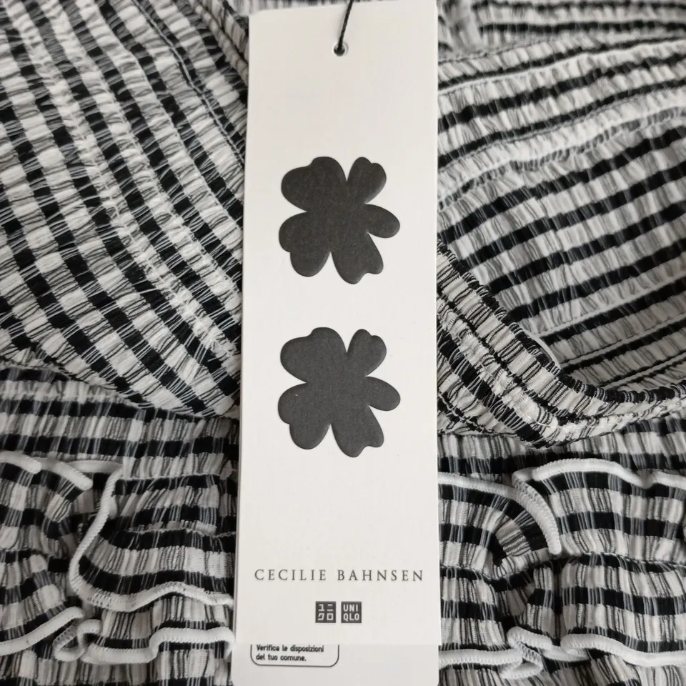 CECILIE BAHNSEN FOR UNIQLO OFF WHITE GINGHAM SHIRRED SKIRT – XL