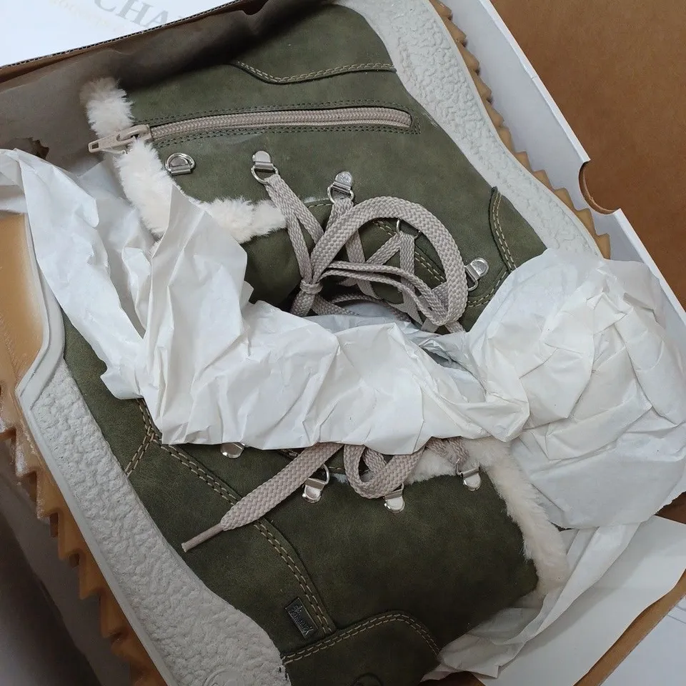 BOXED RIEKER WARM HIKING BOOTS, KHAKI - SIZE 7.5