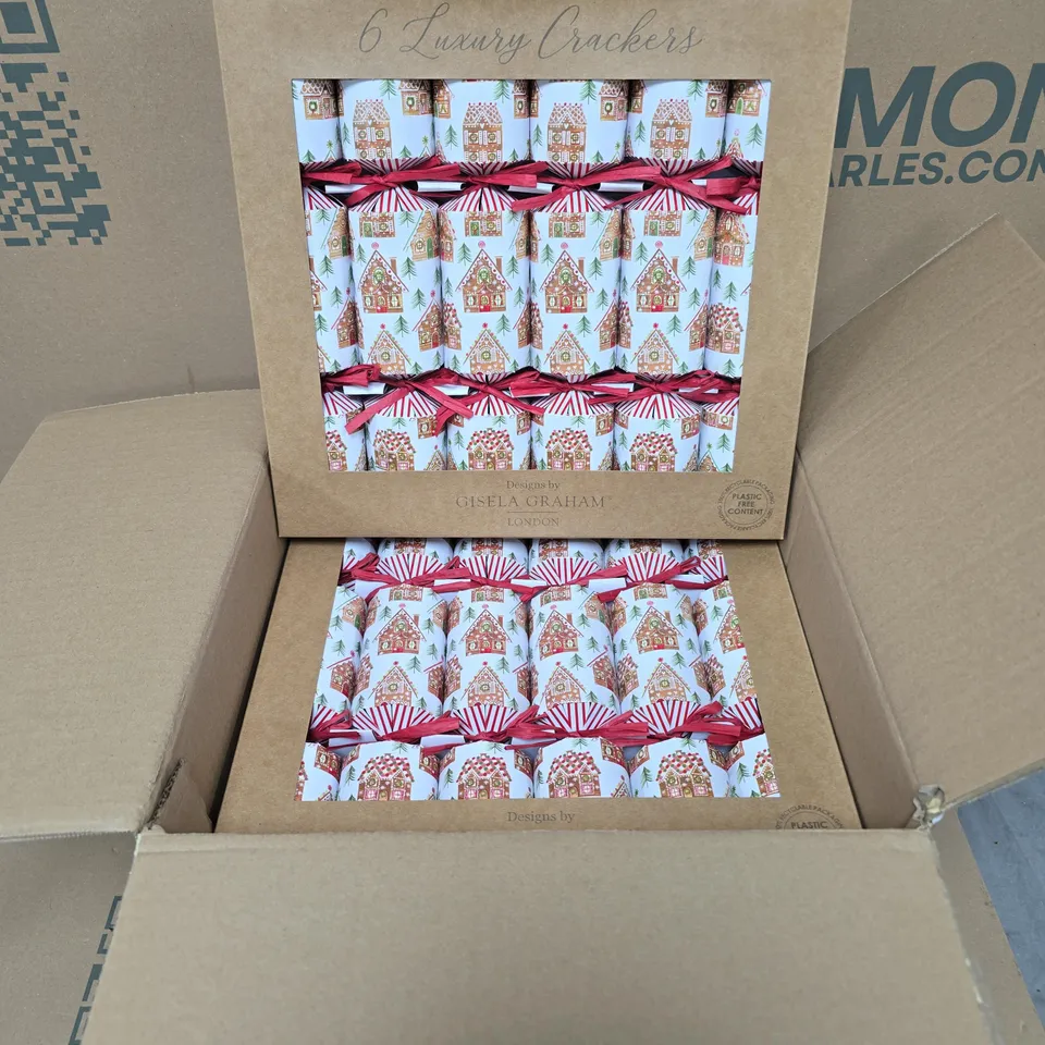 BOX OF 6 GISELA GRAHAM LUXURY CHRISTMAS CRACKERS PACKS - 6 CRACKERS PER PACK 