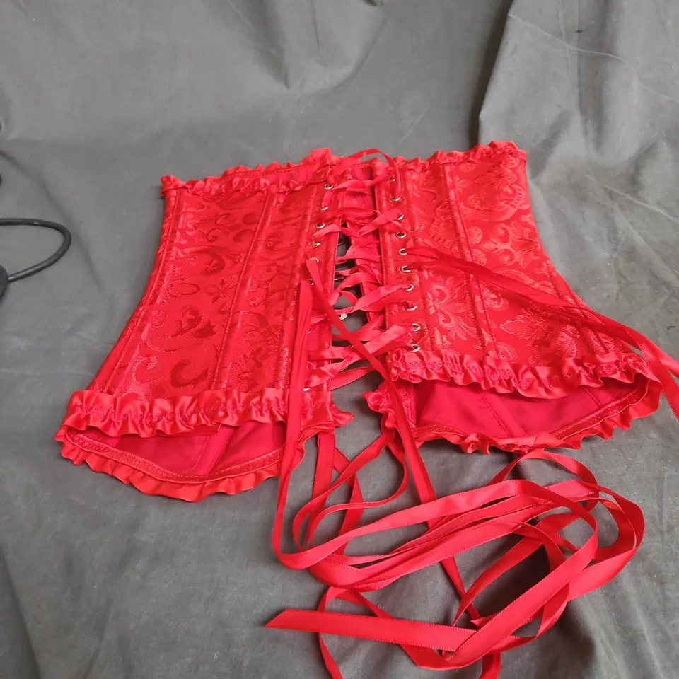 RED SATIN CORSET WITH RIBBON LACING – WOMEN'S CORSETRY - SIZE XS