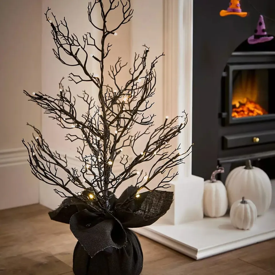 THE VERY COLLECTION 80 CM LIT HALLOWEEN TREE IN HESSIAN BAG