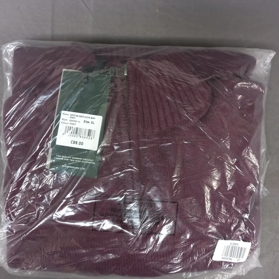 RODD & GUNN MERRICK BAY KNITTED SWEATER IN PORT COLOUR SIZE XL