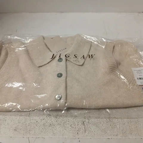 JIGSAW COMPACT WOOL COLLAR WAISTCOAT β CREAM β UK MEDIUM