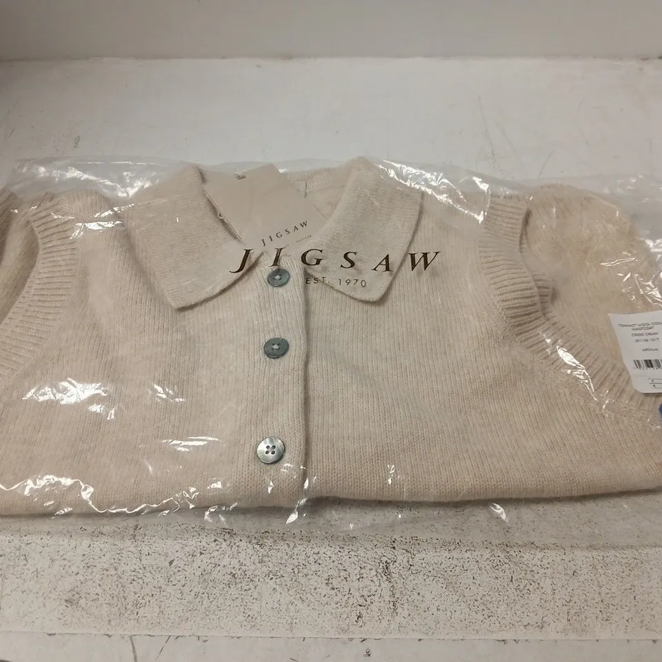 JIGSAW COMPACT WOOL COLLAR WAISTCOAT – CREAM – UK MEDIUM