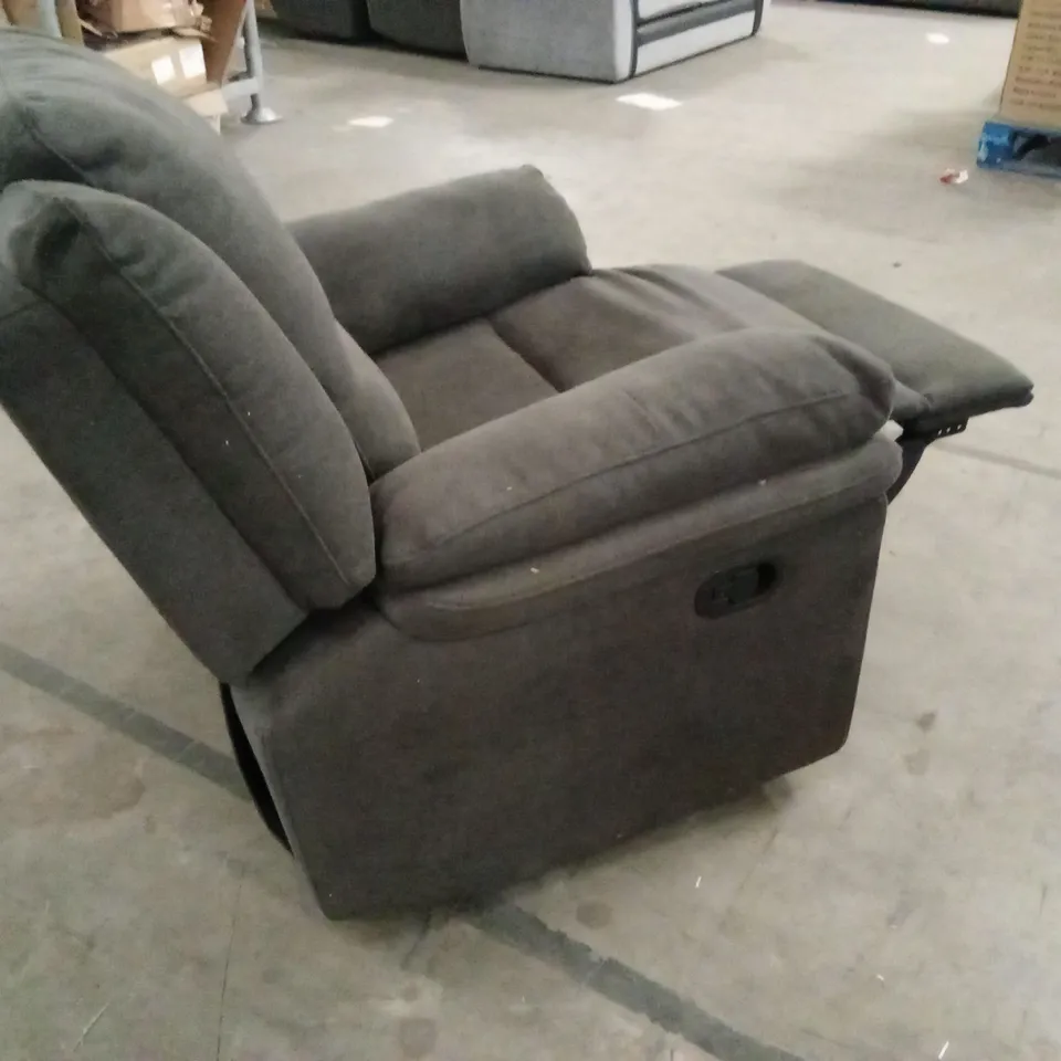 ALBION CHENILLE HIGH BACK MANUAL RECLINER ARMCHAIR - CHARCOAL RRP £479
