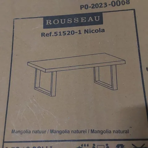 BOXED SOLID WOOD DINING TABLE (2 BOXES)