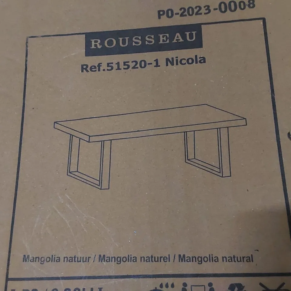BOXED SOLID WOOD DINING TABLE (2 BOXES)