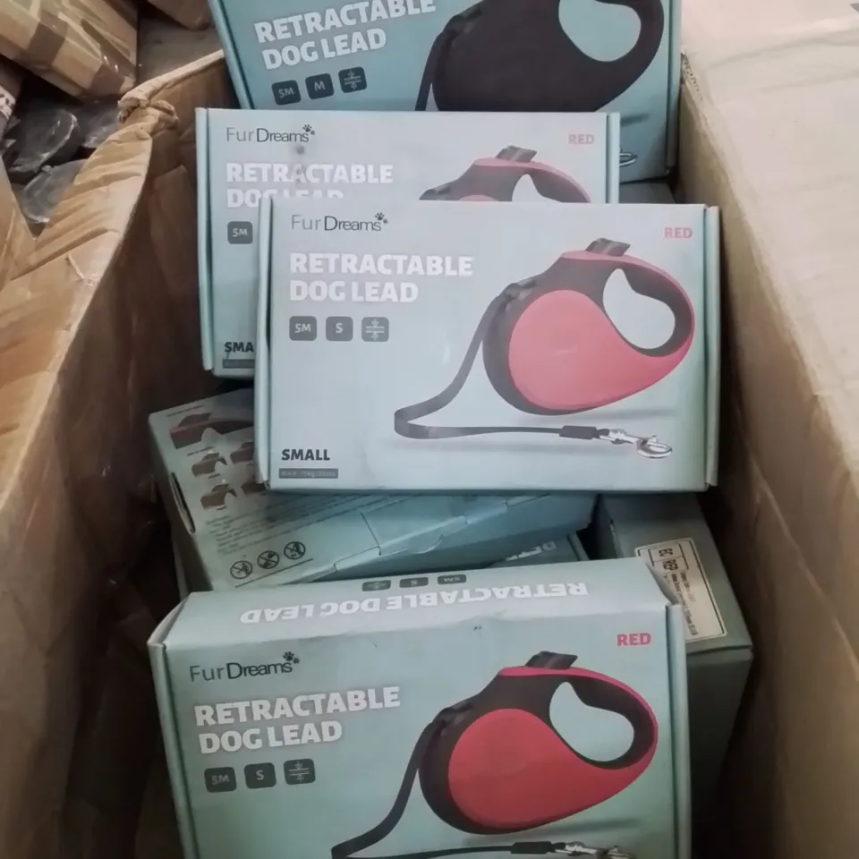 BOX CONTAINING APPROXIMATELY 15 BOXED RETRACTABLE DOG LEADS