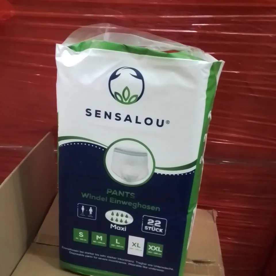 PALLET OF SENSALOU INCONTINENCE PANTS XL APPROXIMATELY 4 PACKS PER BOX