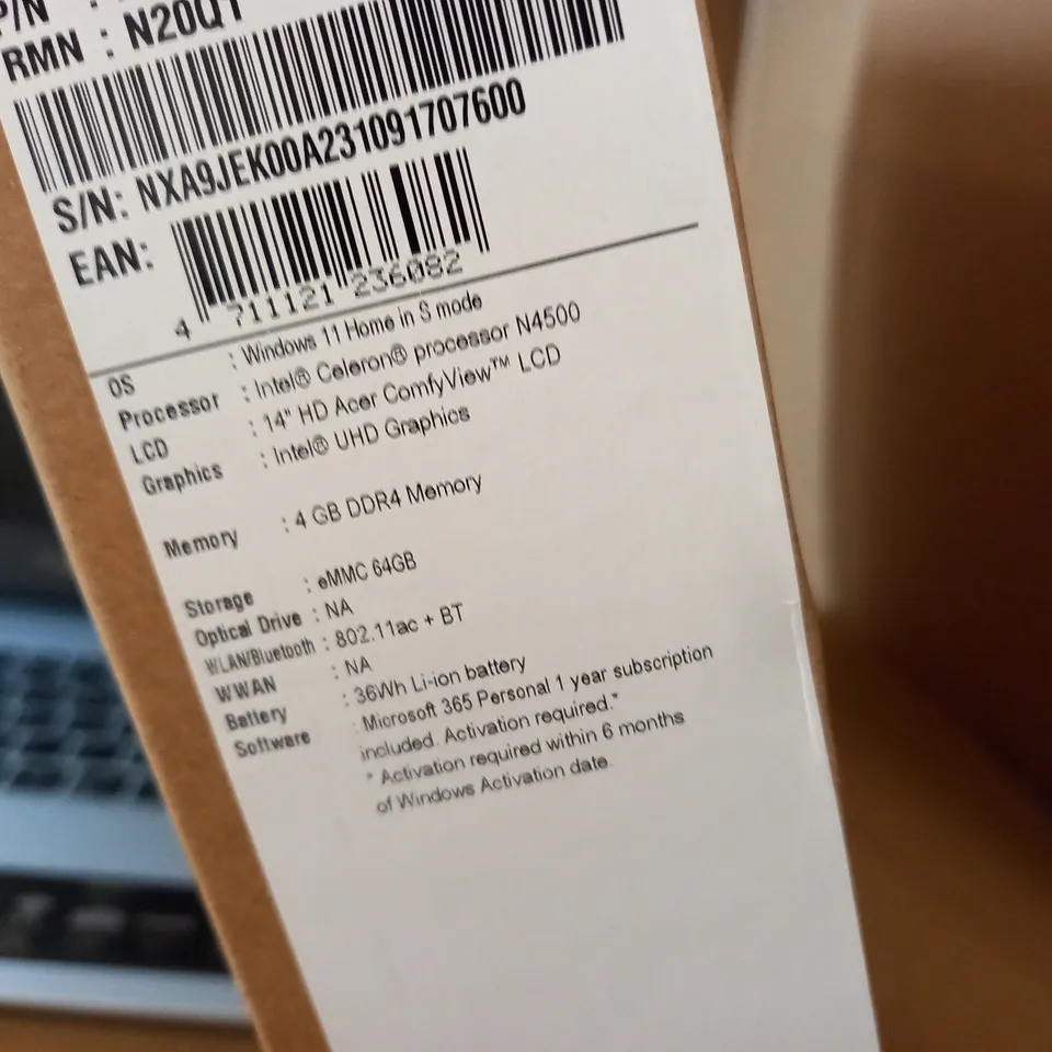 BOXED ACER ASPIRE 1 INTEL INSIDE LAPTOP - A114