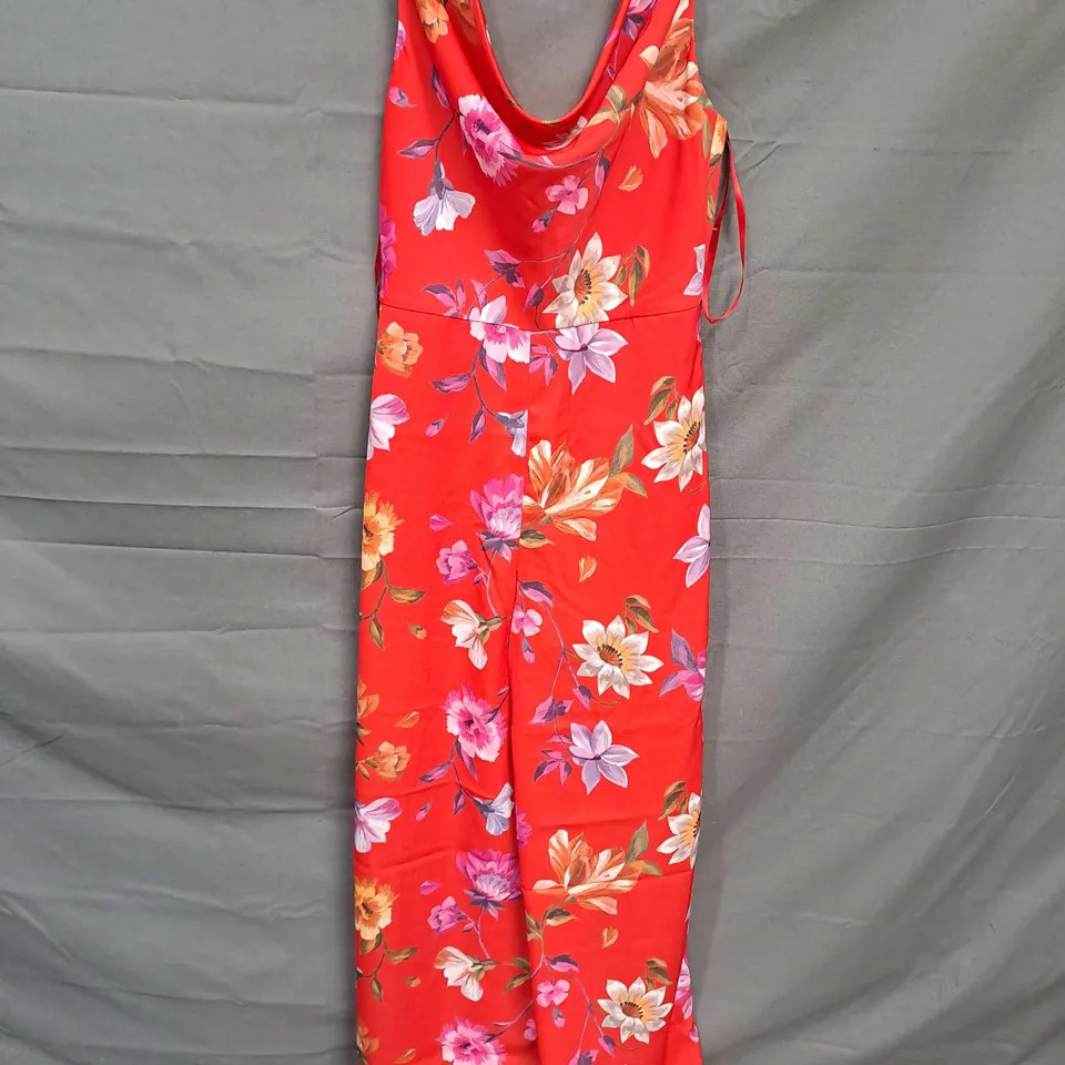 TED BAKER RUBHARB PRINTED JUMPSUIT IN ORANGE SIZE 0