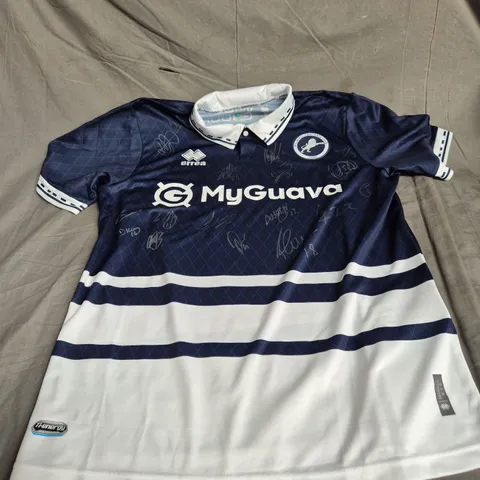 SIGNED MILLWALL FC HOME 24/25 SPORTS TOP IN BLUE SIZE L