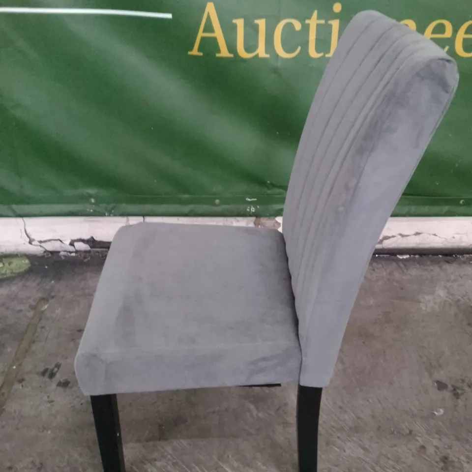SALISBURY GREY VELVET DINING CHAIR WITH BLACK LEGS