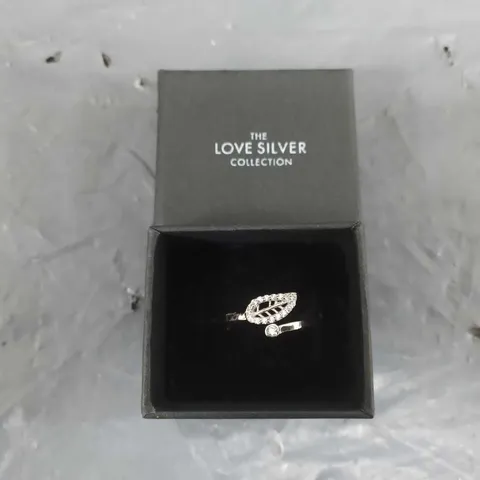 THE LOVE SILVER COLLECTION LEAF CUBIC ZIRCONIA RING