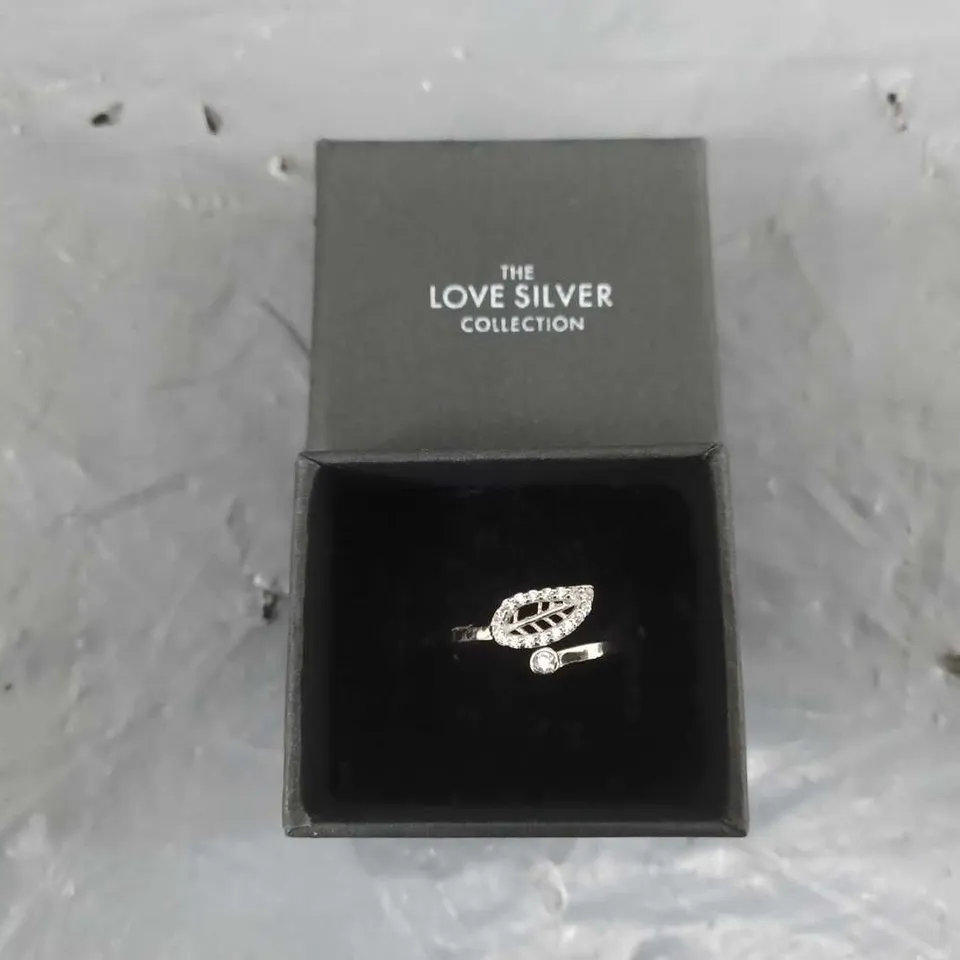 THE LOVE SILVER COLLECTION LEAF CUBIC ZIRCONIA RING RRP £21