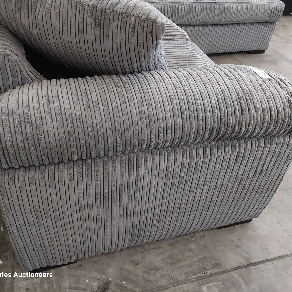 DESIGNER CORNER GROUP WITH SCATTER CUSHIONS GREY JUMBO CHORD 