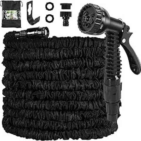 BOX CONTAINING APPROXIMATELY 24 GRANDMA SHARK GARDEN HOSE 15M, 50 FT HOSE PIPES WITH 7 MODES WATER SPRAY GUN - BLACK 