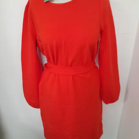 BODEN LONG SLEEVE ORANGE BELTED DRESS - UK 12L