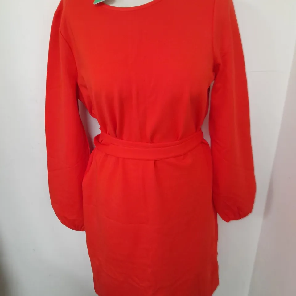 BODEN LONG SLEEVE ORANGE BELTED DRESS - UK 12L