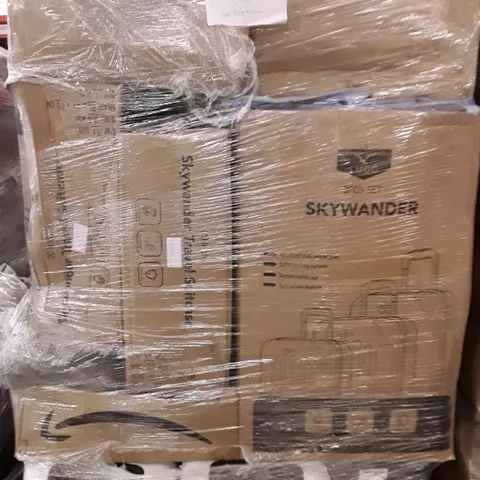 PALLET OF ASSORTED HOUSEHOLD GOODS AND PRODUCTS TO INCLUDES:APPROXIMATELY 20 SUITCASES,VACUUM STORAGE BAG