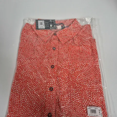 WHITE STUFF ORLA BUTTON-THROUGH SHIRT – RED HEART PRINT, UK 12