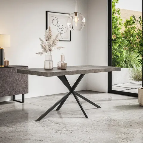 BOXED DONNI DINING TABLE - GREY TOP/BLACK LEGS (2 BOXES)