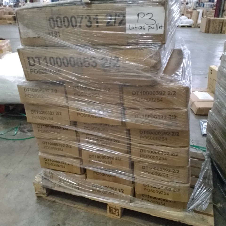 PALLET OF ASSORTED FLAT PACK DINING TABLE PARTS 