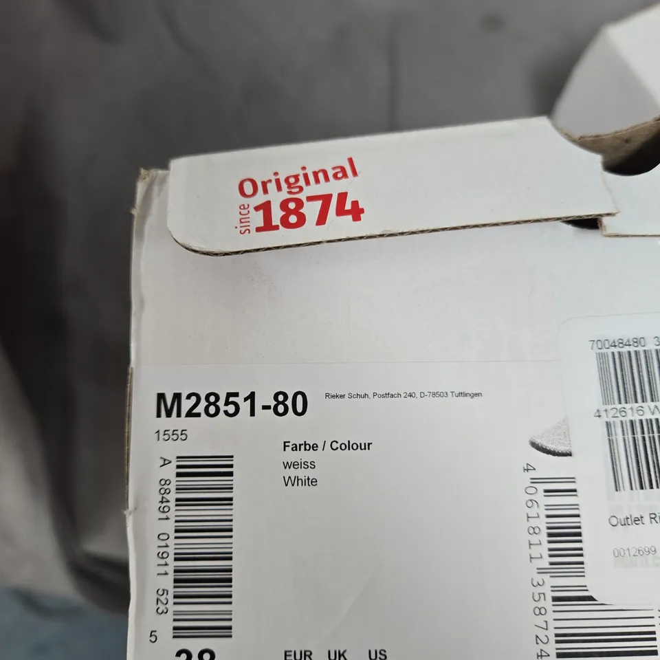 RIEKER ANTISTRESS WHITE PERFORATED SLIP-ON SHOES – UK 5 (EU 38)