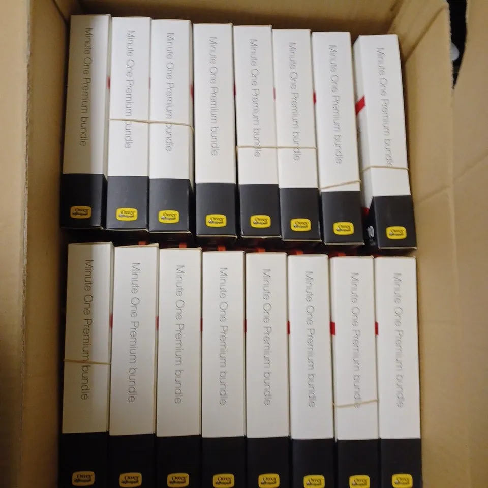 BOX OF APPROXIMATELY 20 ZAGG MINUTE ONE PREMIUM BUNDLE GOT GOOGLE PIXEL 4 XL