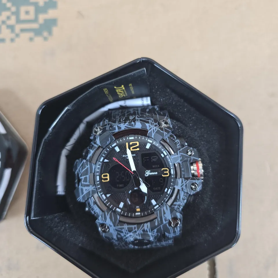 GENOA TIME V2 SPORT WATCH – WATER RESISTANT 50M, IN HEXAGONAL TIN 