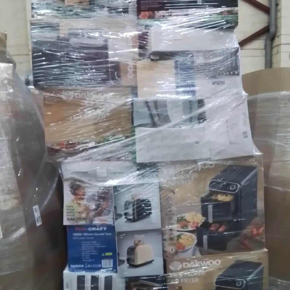 PALLET CONTAINING A LARGE QUANTITY OF ELECTRICAL PRODUCTS TO INCLUDE;AIR FRYER,VACUUM CLEANER,KETTLE,TOASTER,IRON