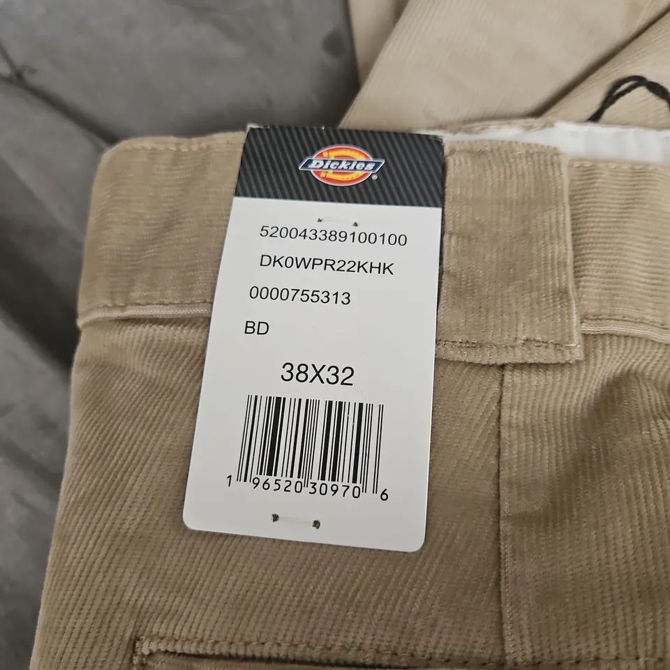 DICKIES WORK PANTS – KHAKI - MEN'S 38W X 32L, REGULAR FIT