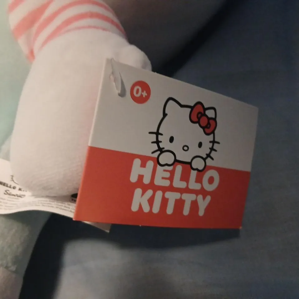 SANRIO HELLO KITTY PLUSH TOY – WHITE CHARACTER WITH LIGHT BLUE DRESS (0+ AGE)