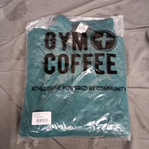 BAGGED GYM+COFFE SIERRA SNAP COLLAR SWEATSHIRT – TURQUOISE – SIZE M